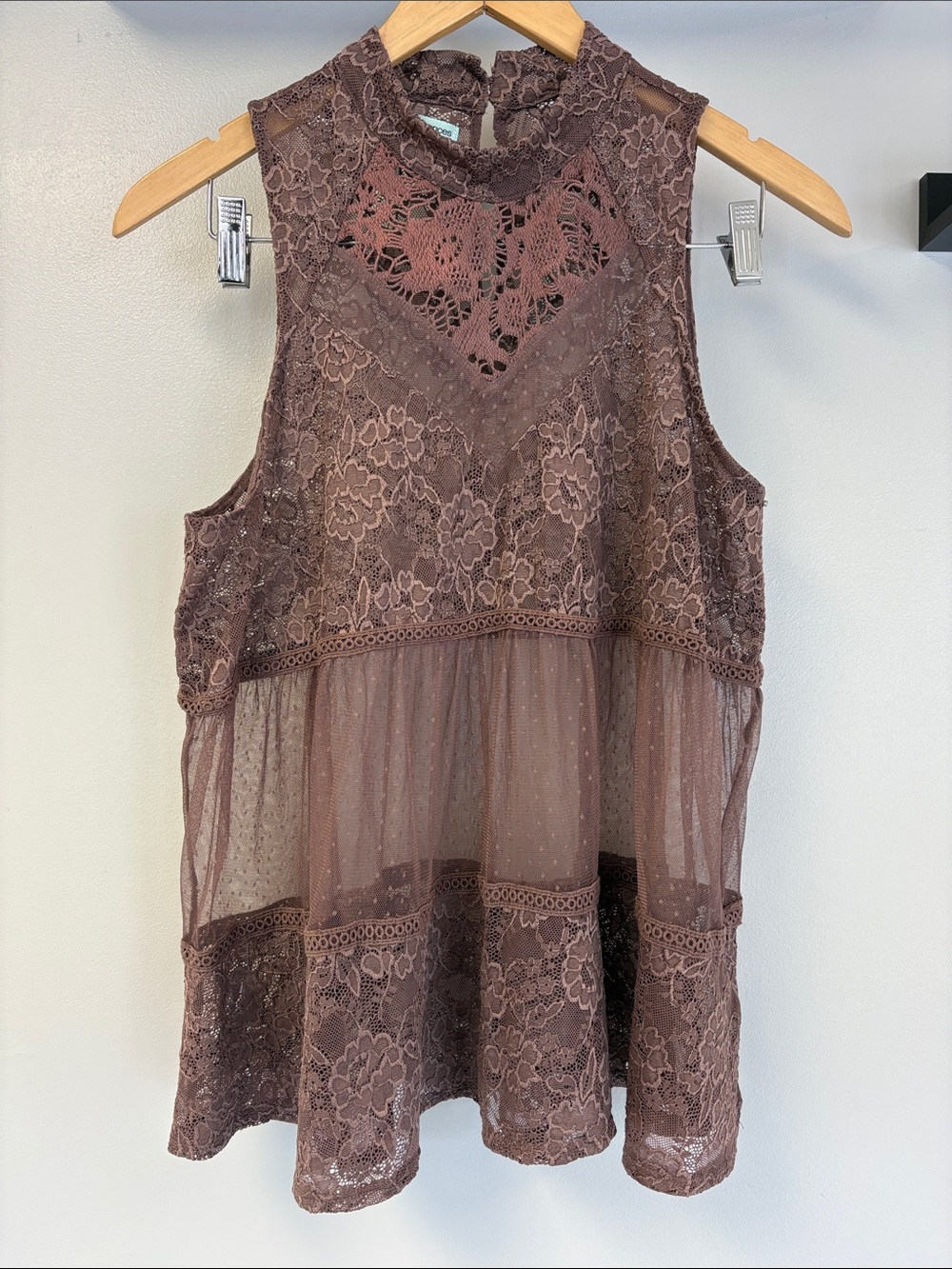 Boho Sheer Lace Babydoll Sleeveless Blouse Sz XL